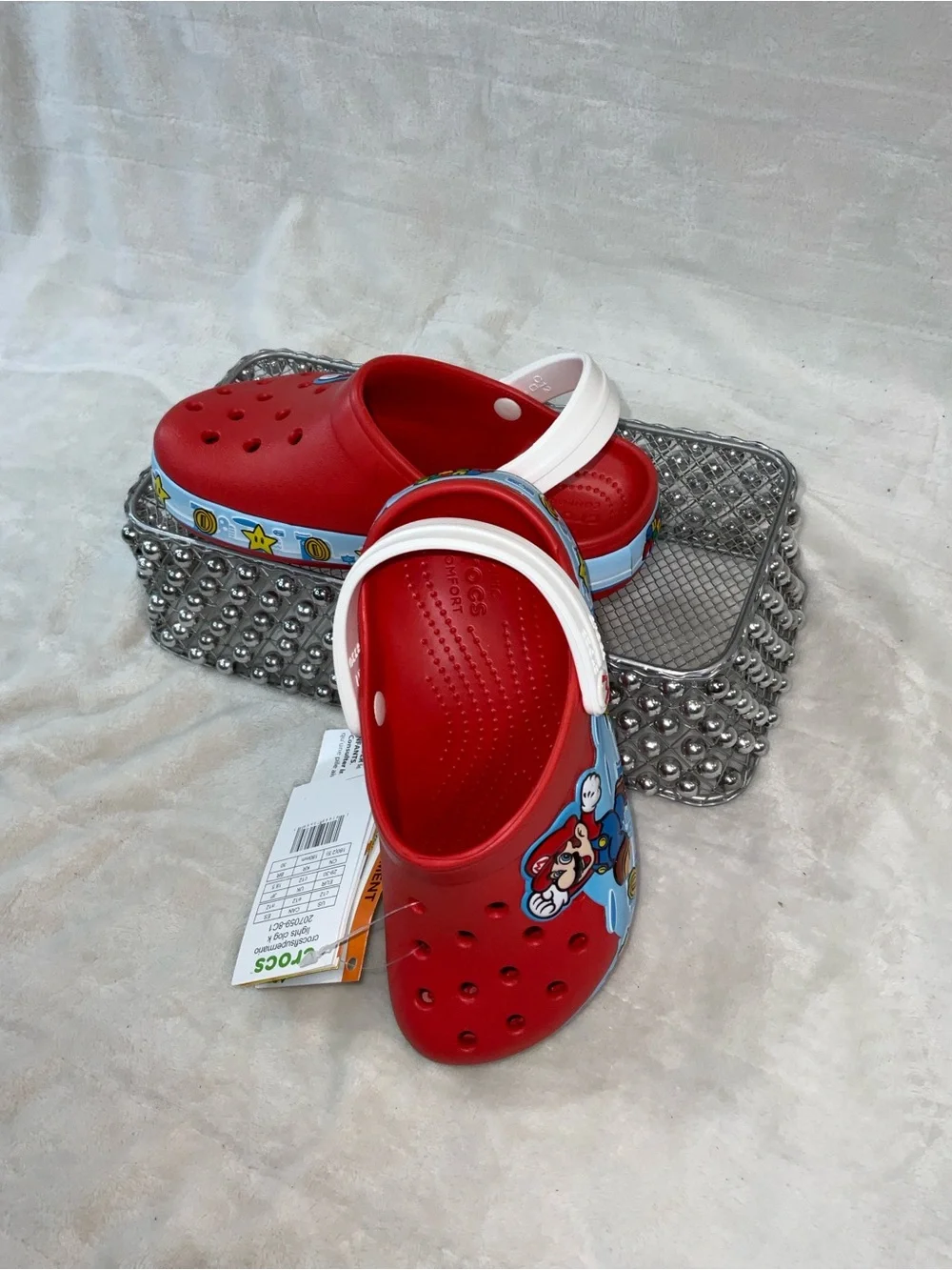 CROCS Kids Red Mario Clog Sandals with White Strap size 12C style 207059-8C1